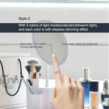 Load image into Gallery viewer, LED Cosmetic Mirror with Storage Base Organizer
