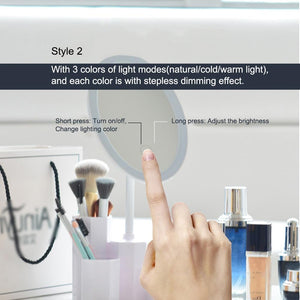 LED Cosmetic Mirror with Storage Base Organizer