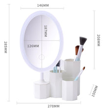 Load image into Gallery viewer, LED Cosmetic Mirror with Storage Base Organizer
