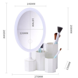 LED Cosmetic Mirror with Storage Base Organizer
