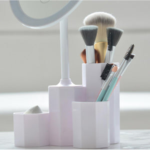 LED Cosmetic Mirror with Storage Base Organizer