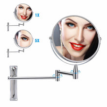 Load image into Gallery viewer, Dual-Sided Wall Mount Make-Up Mirror 1X/5X
