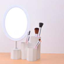 Load image into Gallery viewer, LED Cosmetic Mirror with Storage Base Organizer
