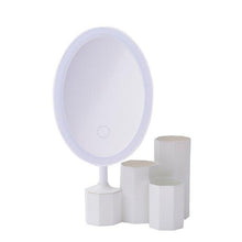 Load image into Gallery viewer, LED Cosmetic Mirror with Storage Base Organizer
